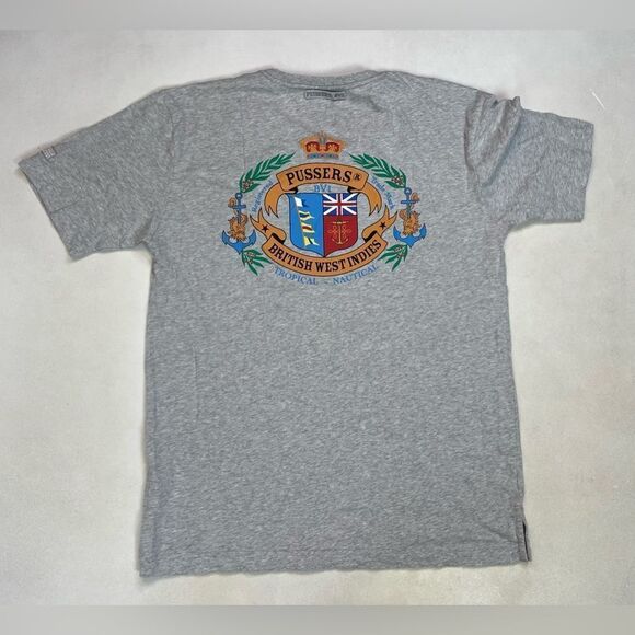 Pussers Crown Colony Graphic T-shirt Men Large Gray Short Sleeve - Picture 1 of 7